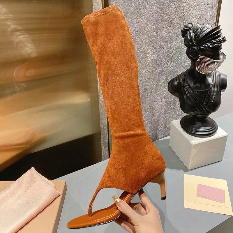 Heels Knee High Boots Women Boots Peep Toe Shoes Women High Heels Boots Woman