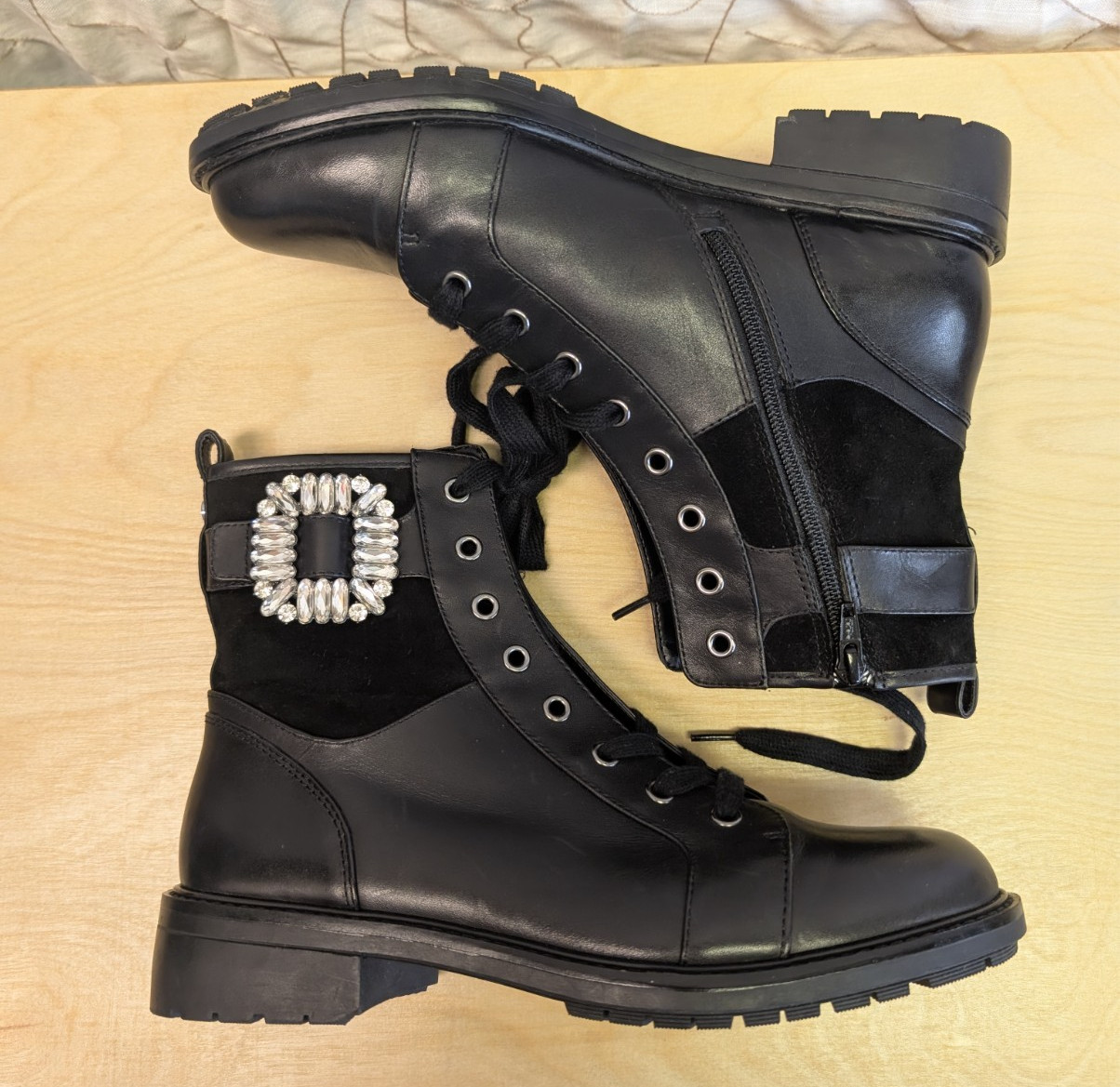 Alex Marie Tialana Rhinestone Buckle Leather Women Boots 9.5M Whimsigoth Punk