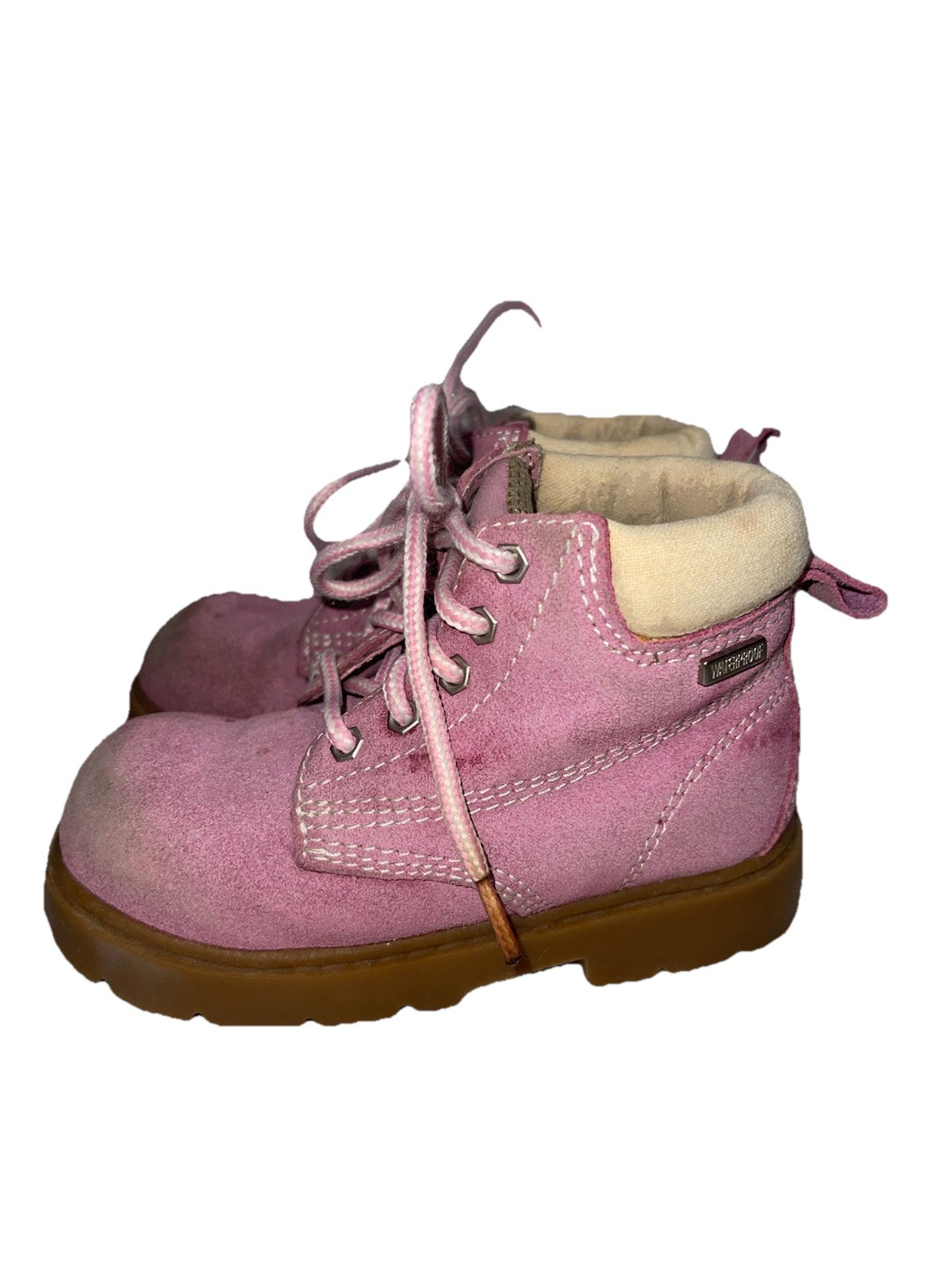 Vintage 2000s Y2K Faded Glory Waterproof Leather Pink Girls Boots Size 8