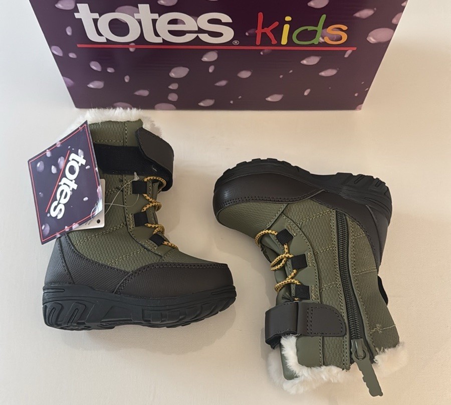 Girls Winter Boots 5 Toddler Green Fleece Zip Totes