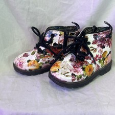 Toddler Girls Comfy Kids Lace Up Floral Boots With Zipper Size 10 (28)