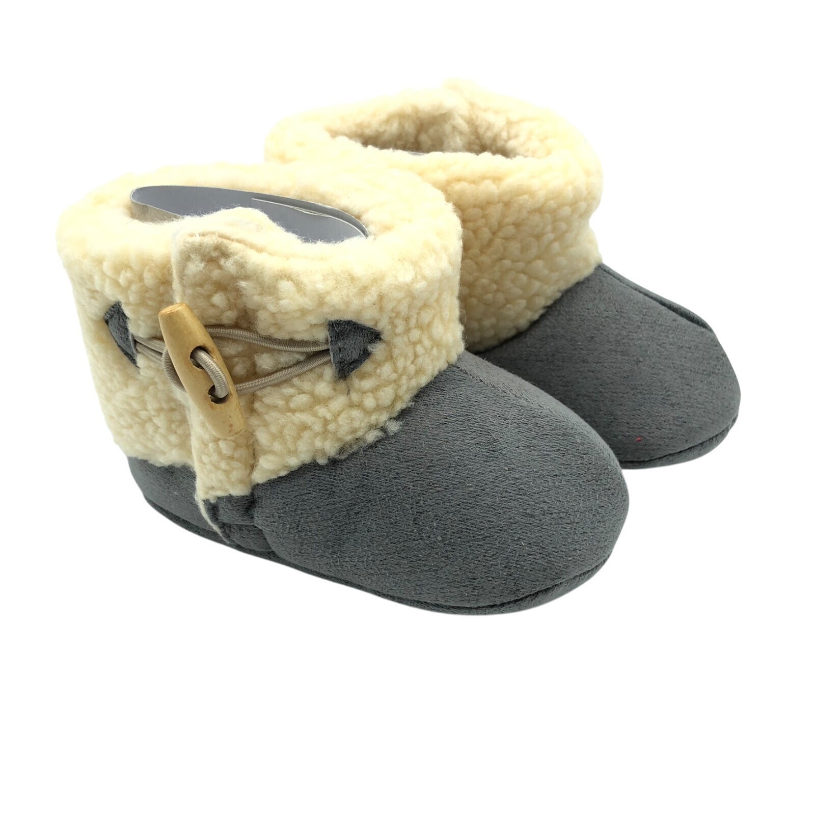 Toddler Boys Girls Winter Boots Faux Suede Faux Fur Gray Ivory US Size 5