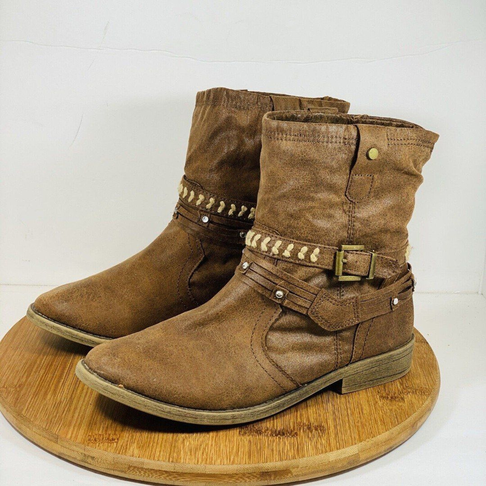 Justice Brown Faux Suede Women Boots Size 8