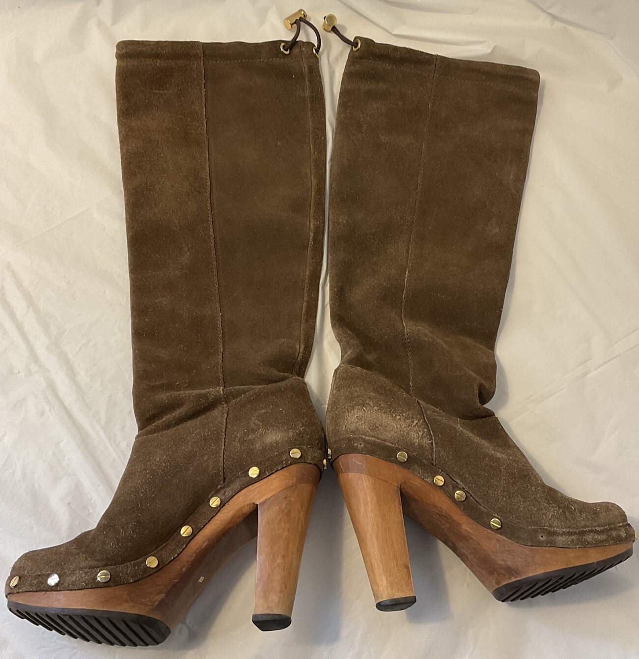 Tory Burch 6M Women Boots Brown Suede Studded Pull On