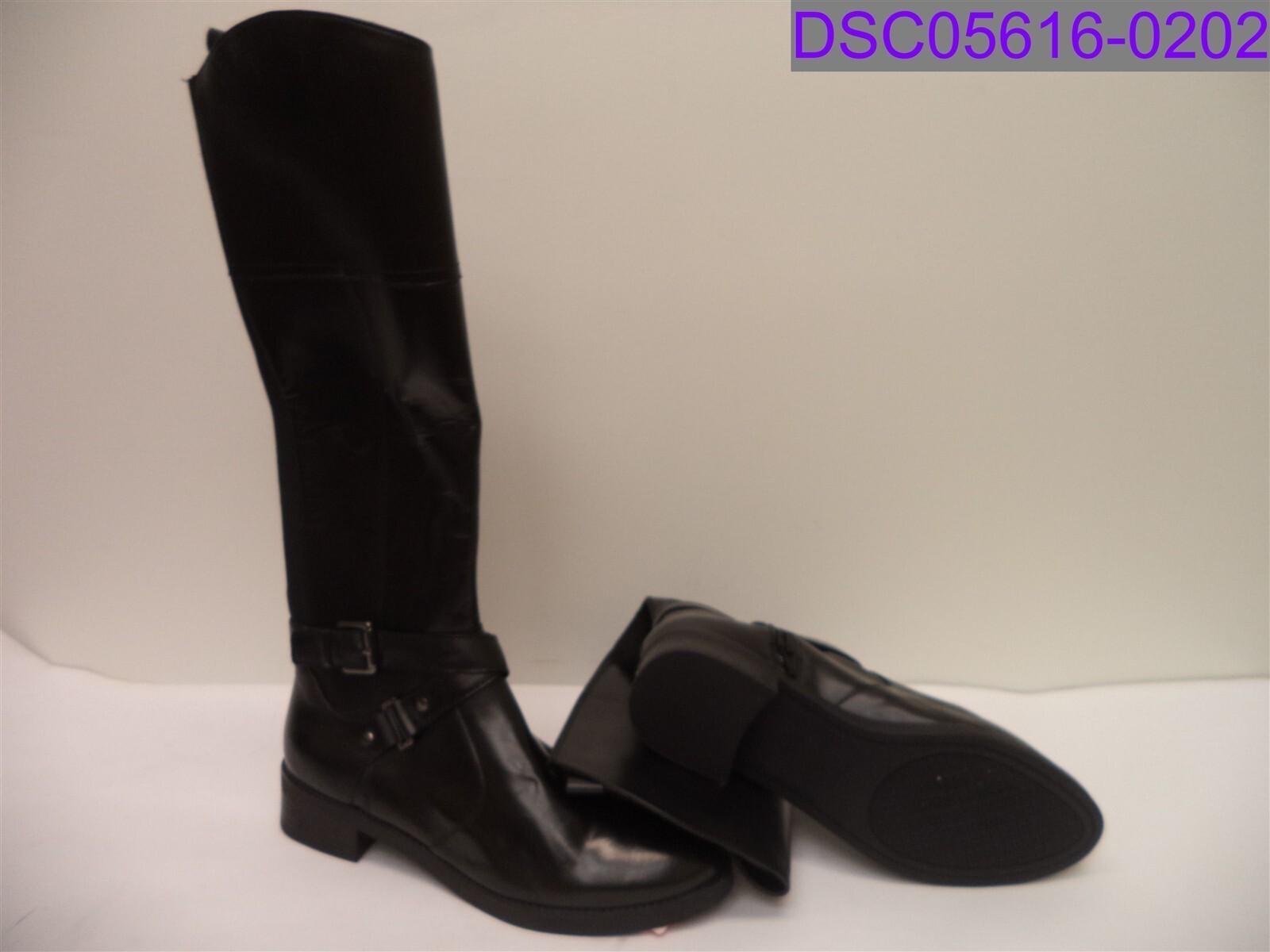 Size 8.5 Women Boots Bandolino Jimani Knee High Riding Boot Black Leather