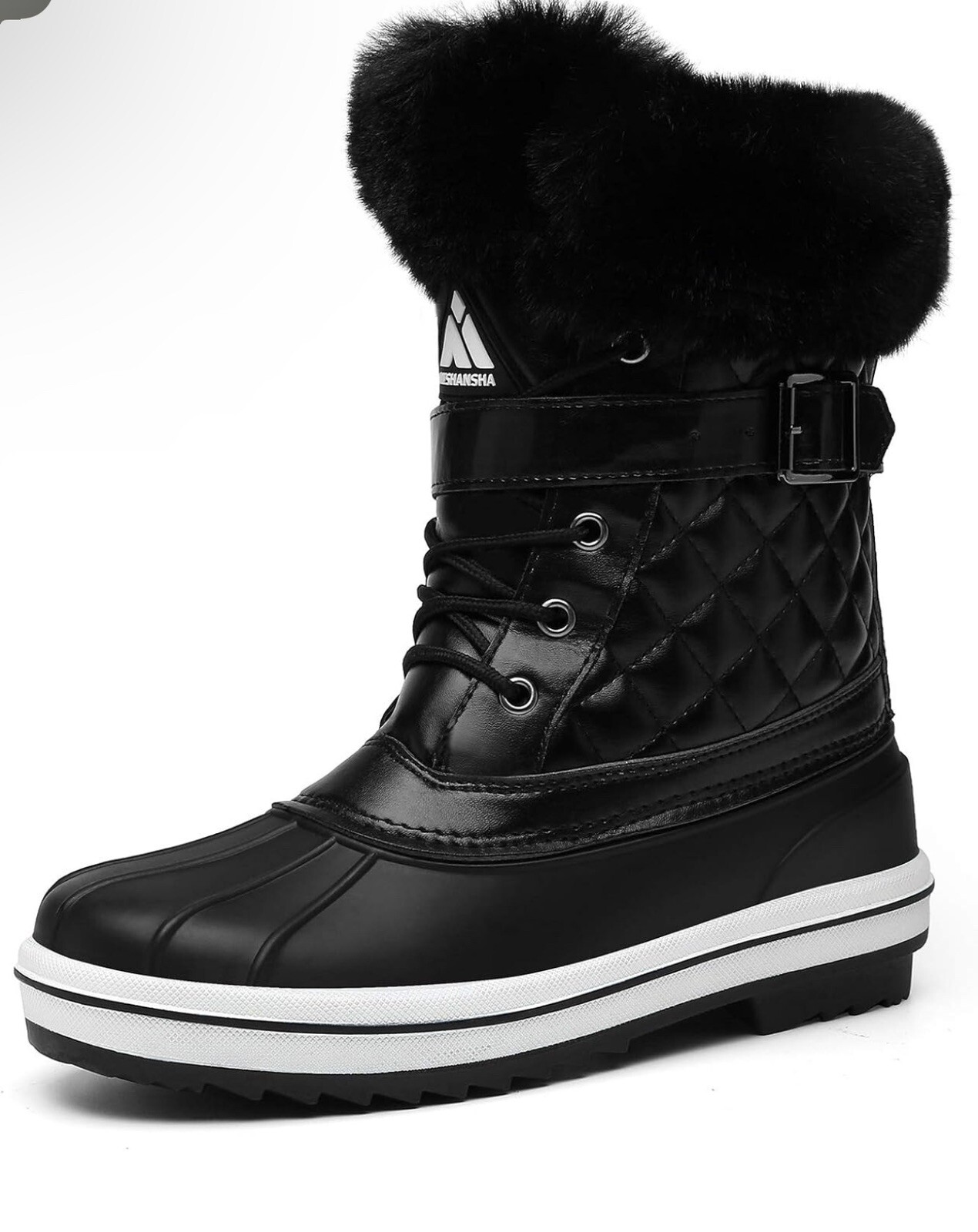 Mishansha Snow Boots for Women Mid-Calf Waterproof Winter Boot- Size 11 Black