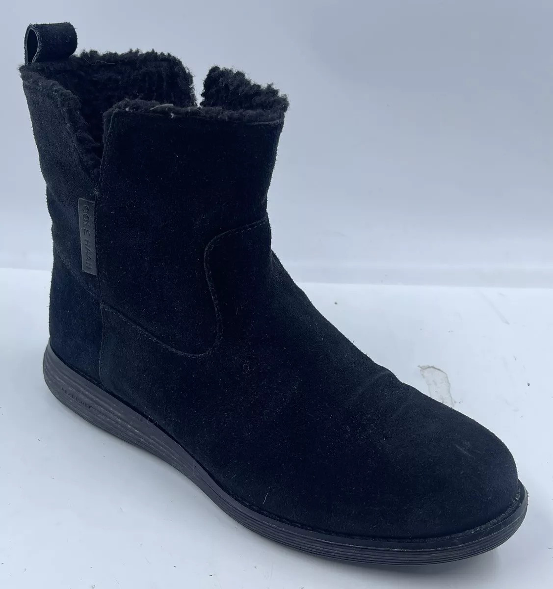 Cole Haan OG Motogrand Women Boots Size 7  Black Suede Waterproof Ankle Bootie
