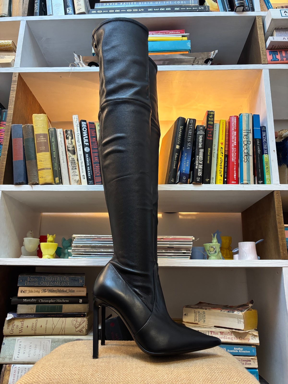 Tom Ford Black Leather Over The Knee Women Boots Very Sexy Heels Size 36 Gold T