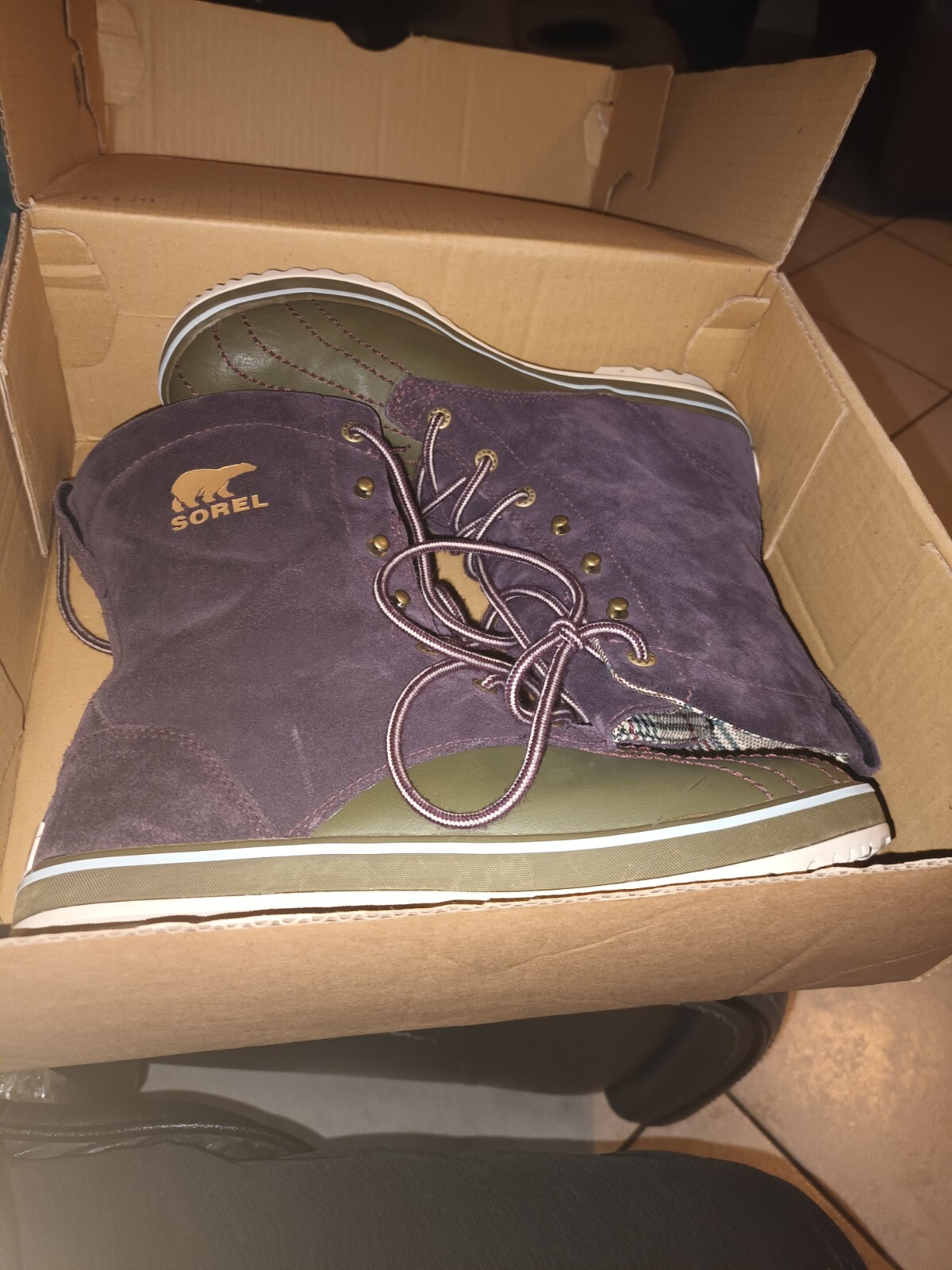 boot sorel women boots 8.5 brown fudge dark olive