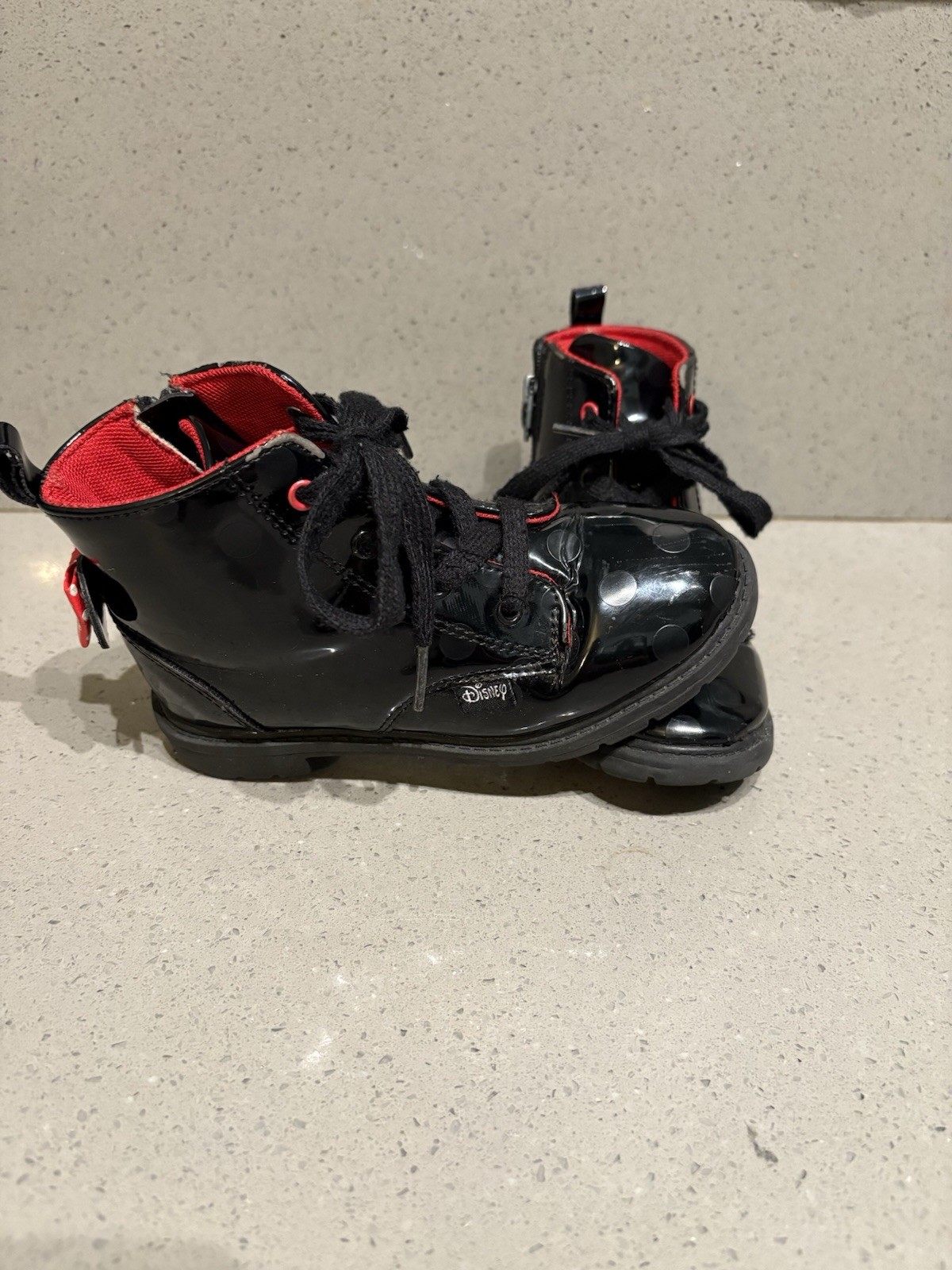 Disney Junior Minnie Mouse Combat Boots Toddler Girls Boots Size 10 Rare Used