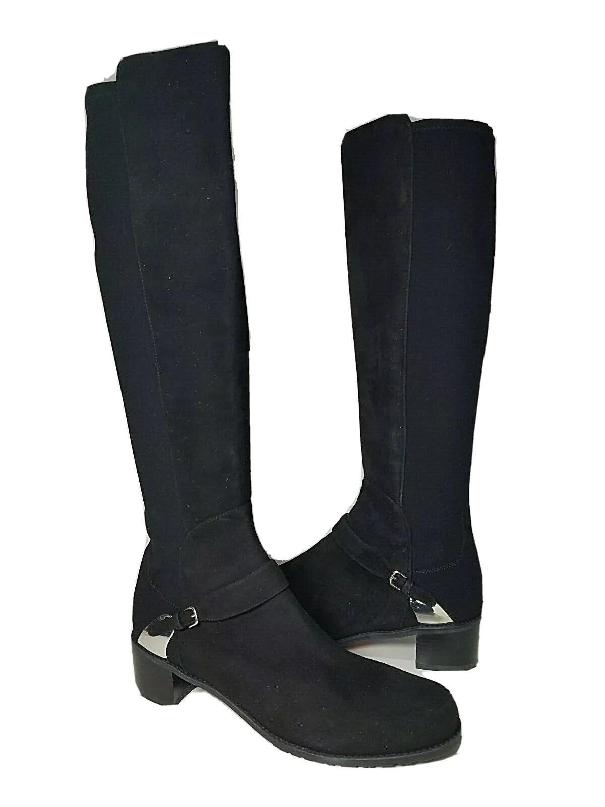 Stuart Weitzman women boots black suede over knee OTK heel Caballero sz 11 new