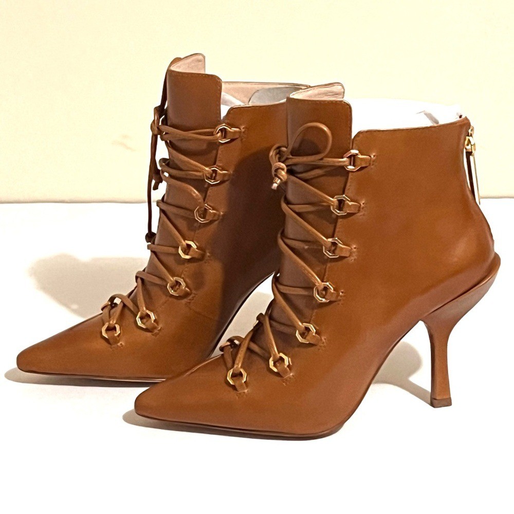 Louie Et Cie Women Boots Size 5.5 Tan Leather Lace Up New