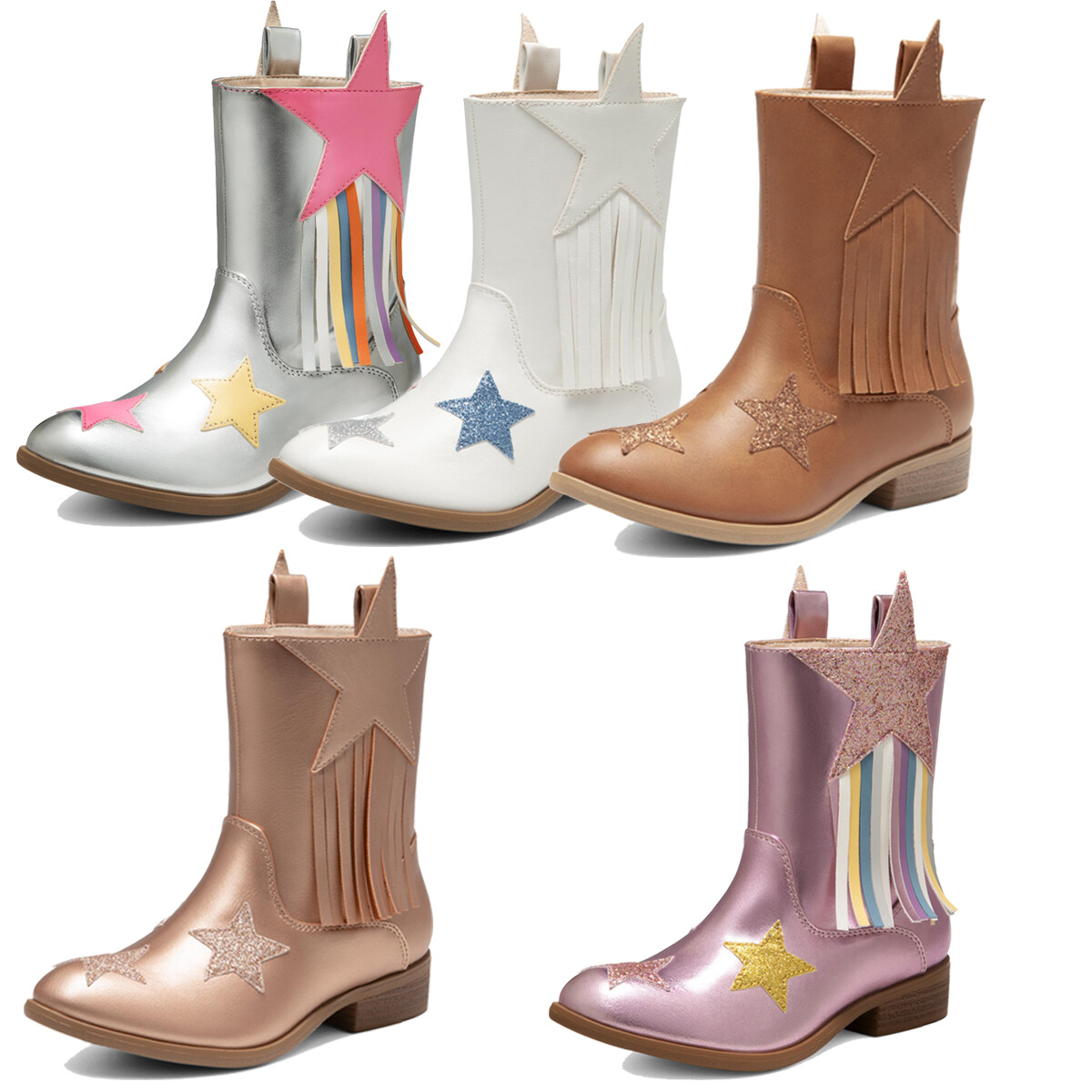 Girls Cowgirl Cowboy Western Boots Mid Calf Boots Tassel Kids Fashion Boots