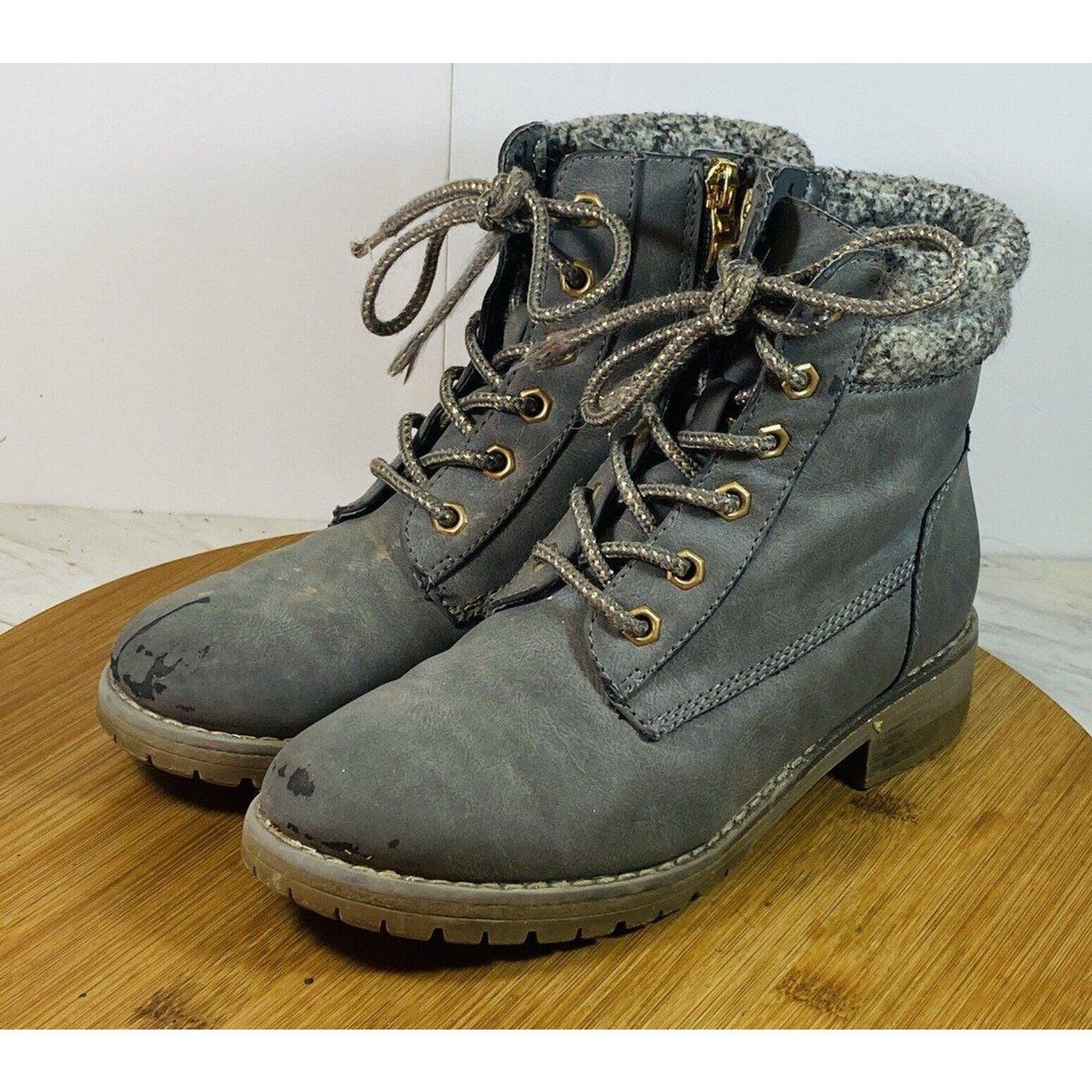 Sophie 17 Girls Boots Size 3M Grey Faux Leather