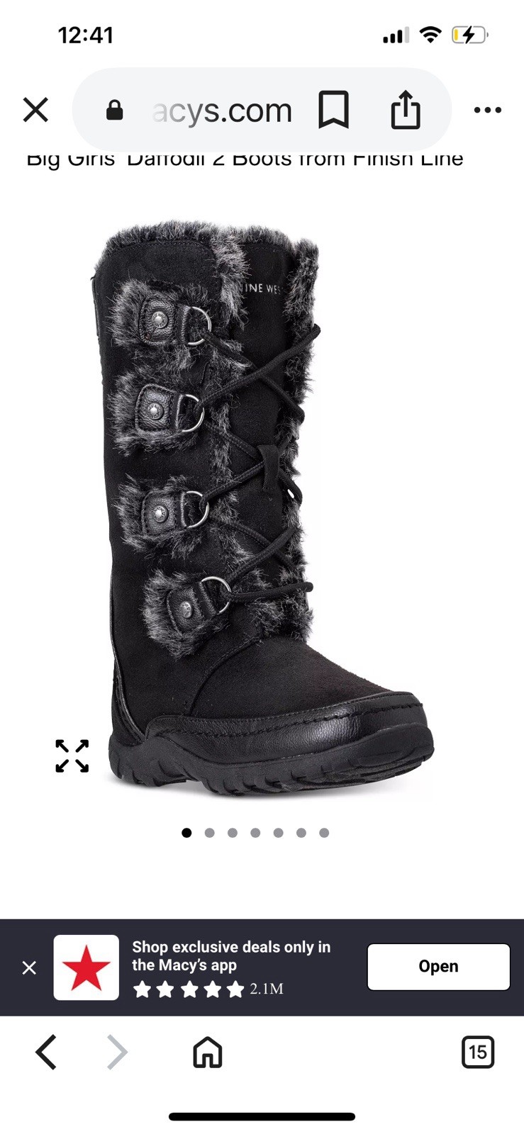 Adorable Nine West Daffodil Faux Fur – Lace Up, Zip Up Winter Boots Girls Sz 1!