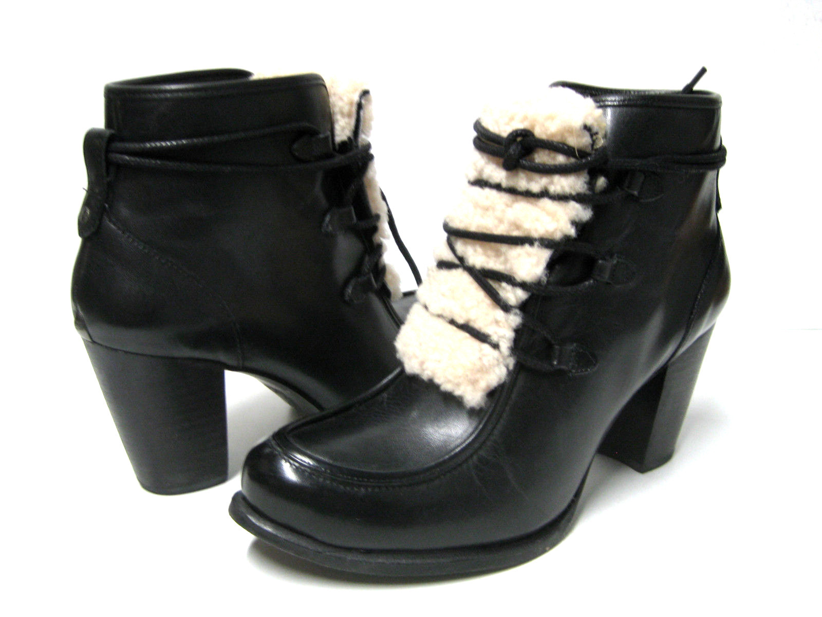 UGG ANALISE EXPOSED FUR WOMEN BOOTS BLACK  US 8.5 /UK 7 /EU 39.5