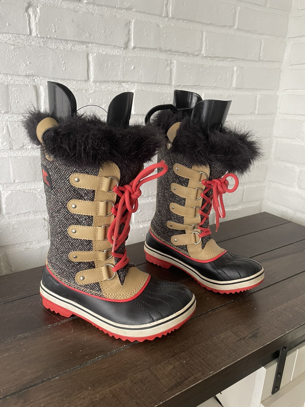 Sorel Tofino Brown Cordovan Herringbone Waterproof Winter Women Boots 7