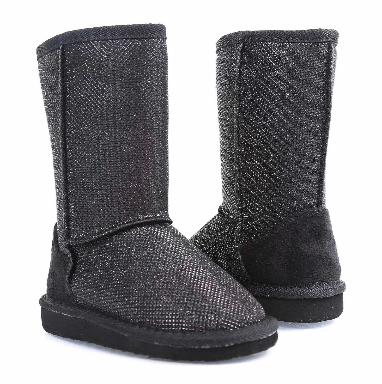 Black Slip On Only Blink Kids Shoes Girls Boots Faux Fur Interior Youth Size 3