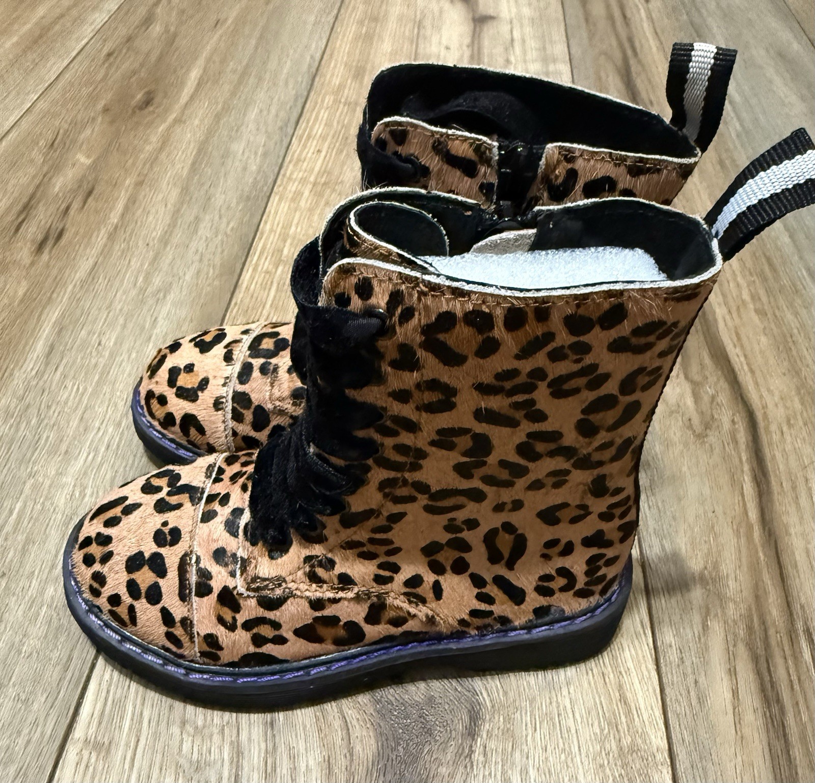 Spellbound Leopard Faux Fur & Purple Boots Shoes Size 9 Toddler Girls Boots New