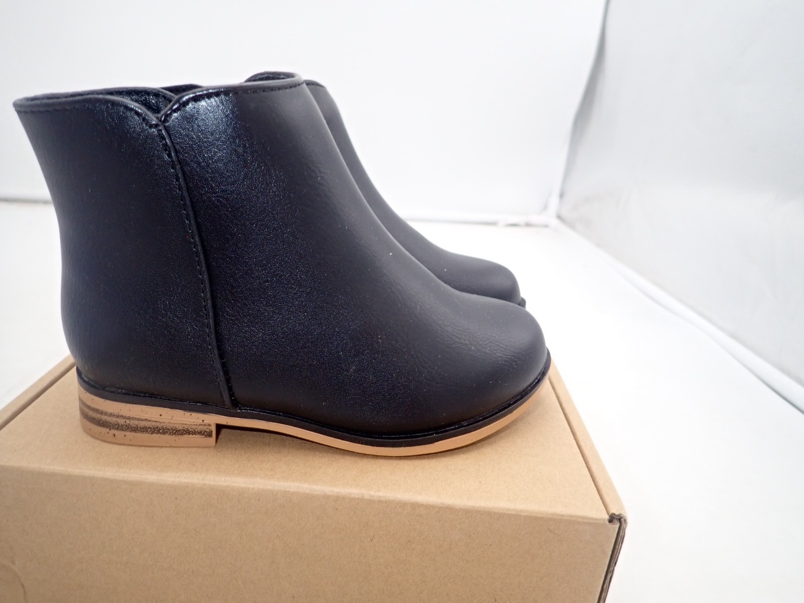 Fupoia Girls Ankle Boots -Side Zipper Booties, Black Short  size 7