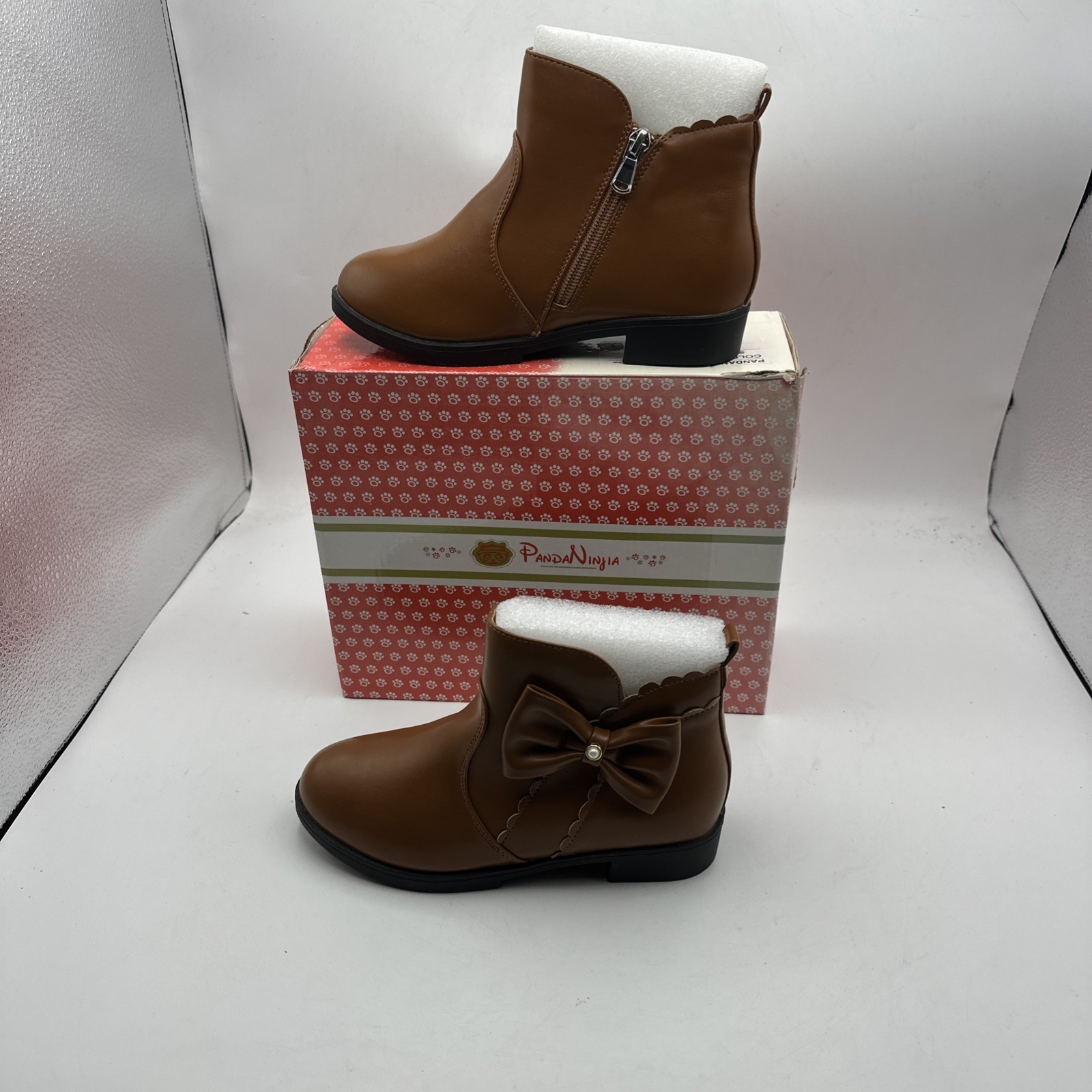 Pandaninjia Clara Girls Boots Brown Size 2LITTLE Kid