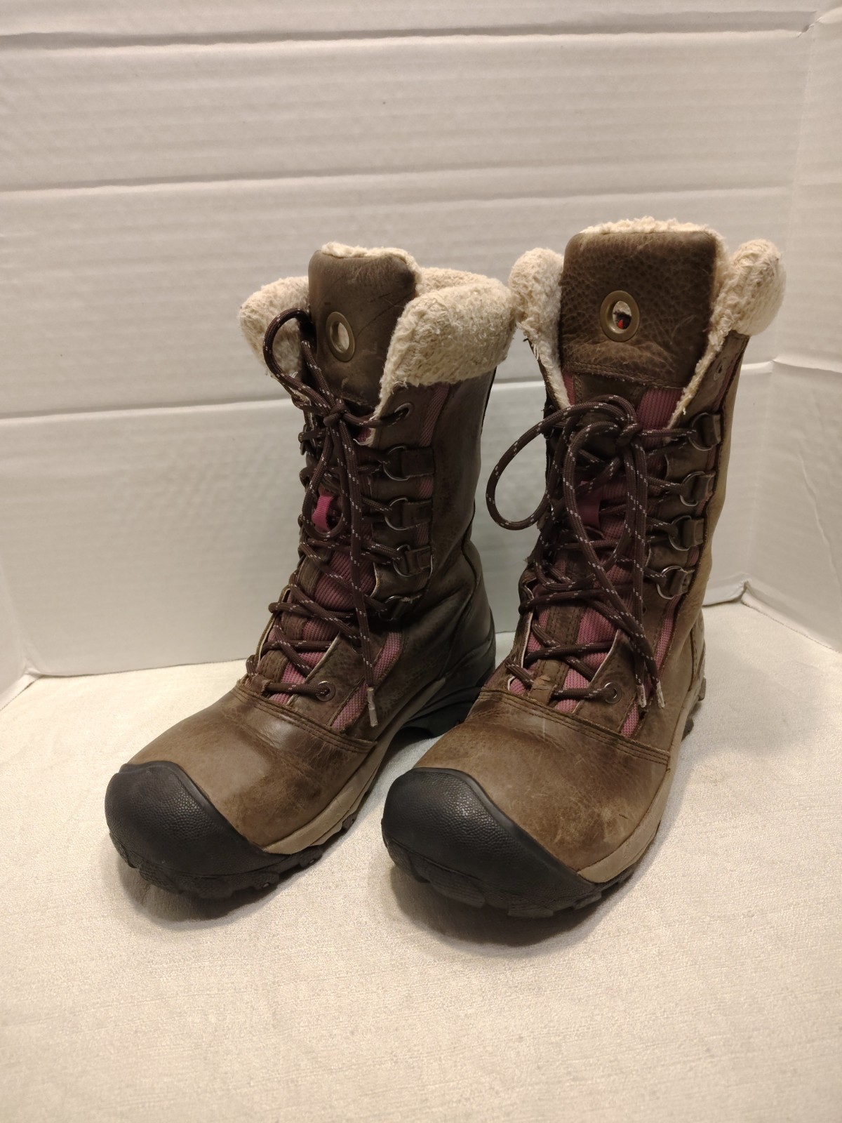 KEEN Hoodoo Women Winter Boots Waterproof Insulated Brown Leather Size # 7.5 US