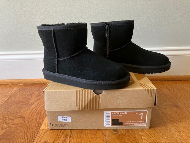NEW Ugg Koola Mini girls boots black 12 13 1 2 3 4 5 suede side zip Koolaburra