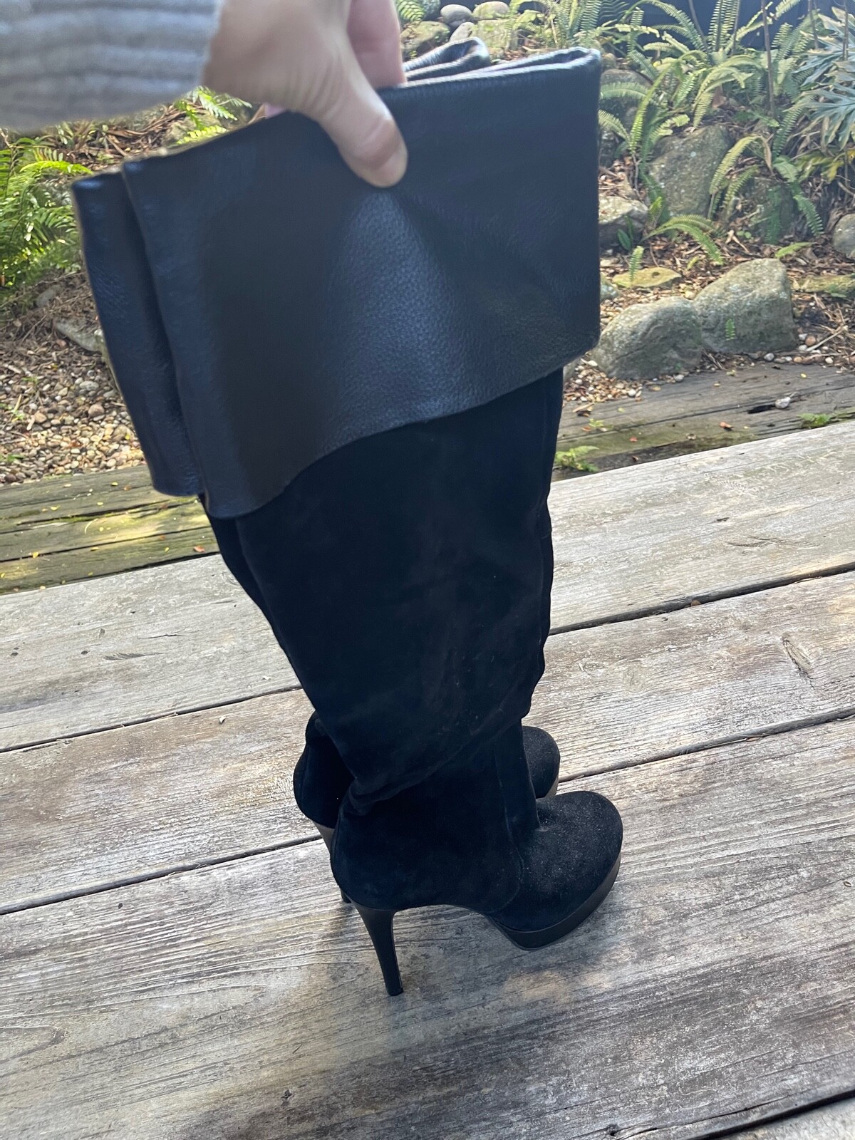 BCBG GENERATION BLACK OVER THE KNEE High Platform BOOTS  Women Shoes Size 8.5