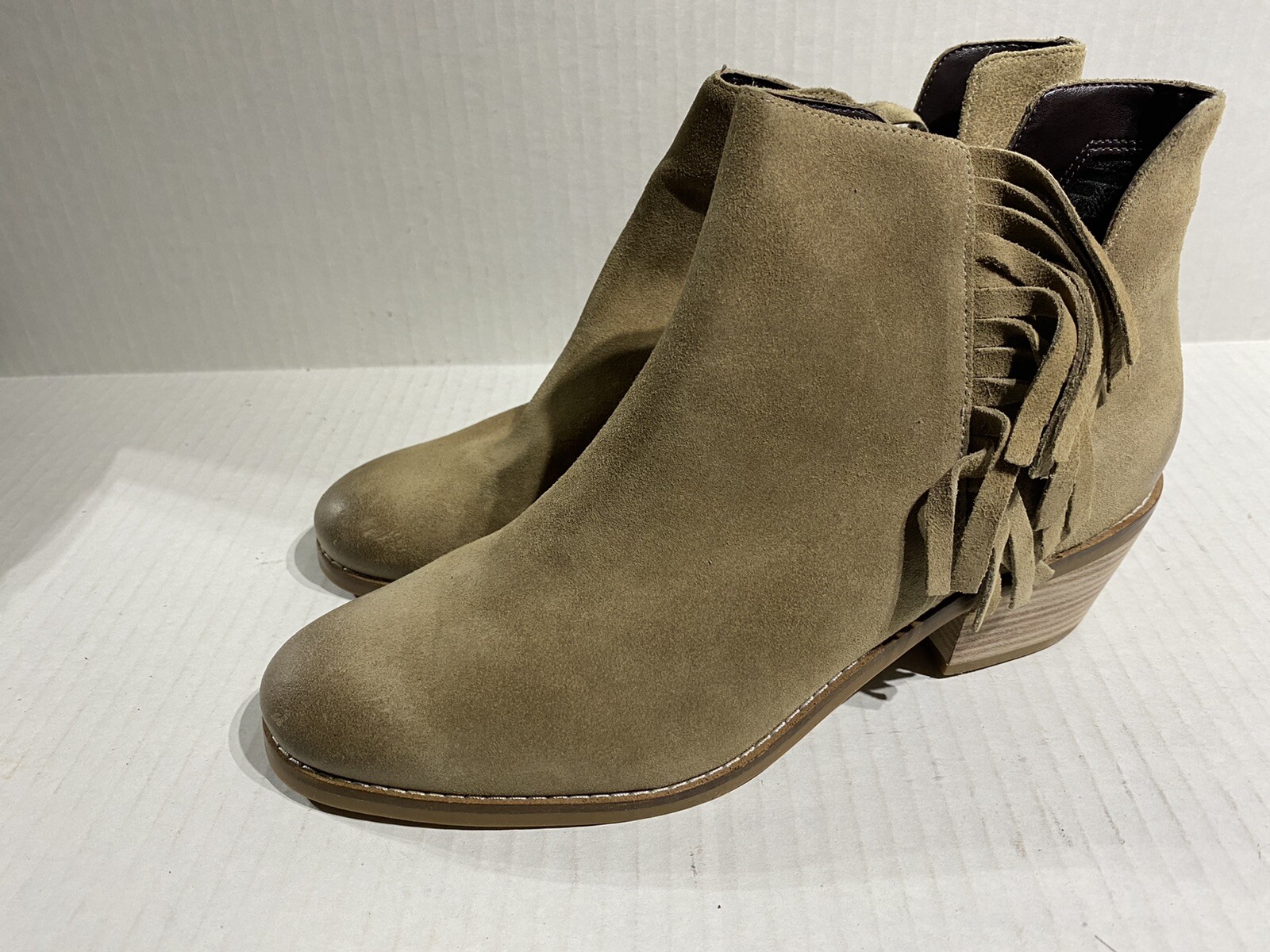 New Cole Haan Abbot Fringe Bootie Crimini Leather Suede Brown Women Boots 9