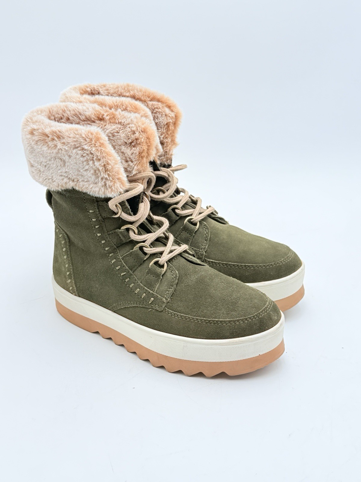 Cougar Women Boots Leather Ankle Waterproof Faux Fur Winter Snow Platform Size 7