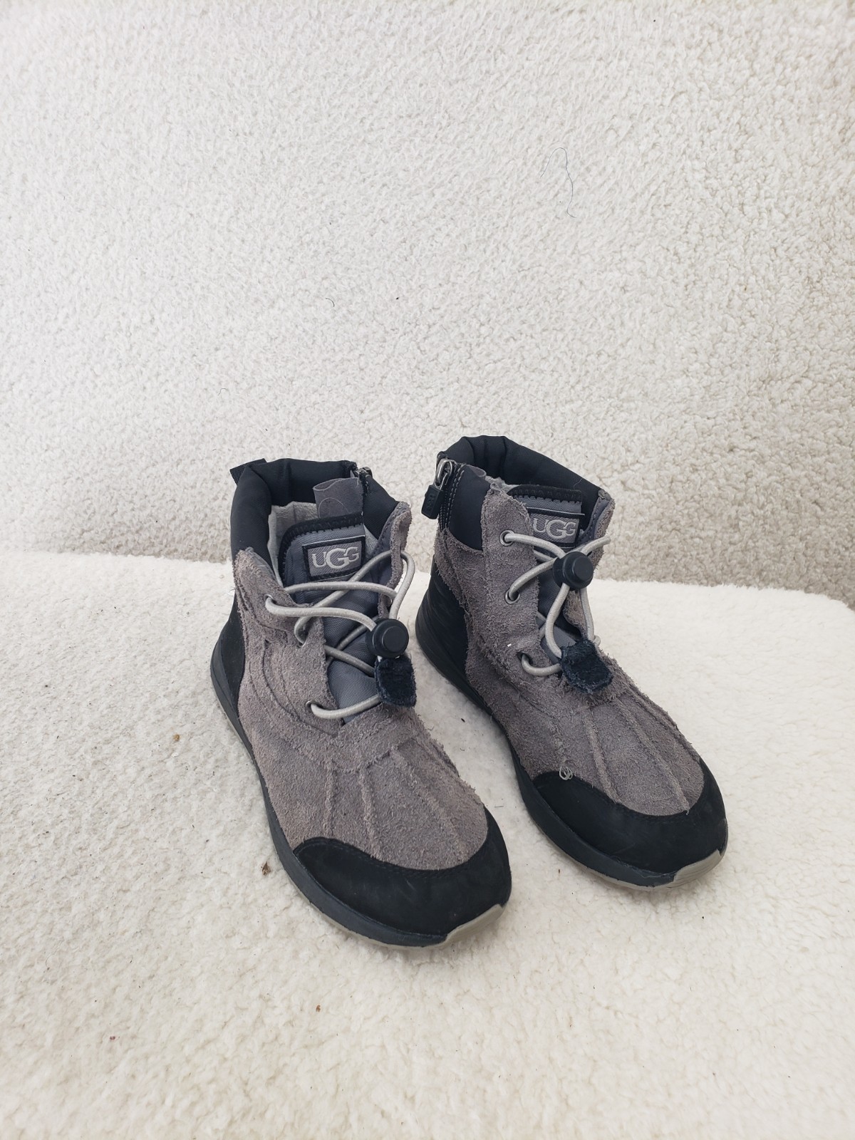 Ugg Girls Boots 3 Gray Suede Turlock Side Zip Casual Comfort Weather Shoes