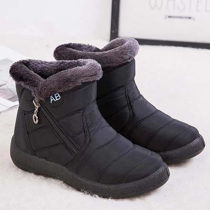 Snow Women Boots Comfortable Waterproof Zipper Shoes Woman Soft Fur Winter Boot