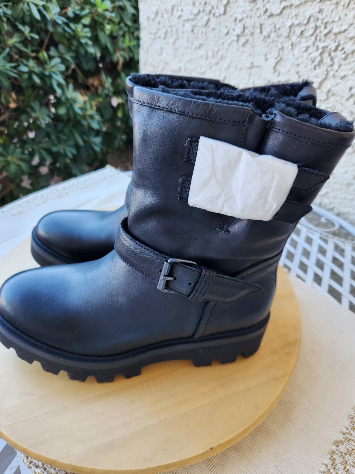 ROOS &SNOW BLACK LEATDER SHERLING LINED,LUCKY,BOOTS MADE IN ITALY SZ 8 US  WOMEN