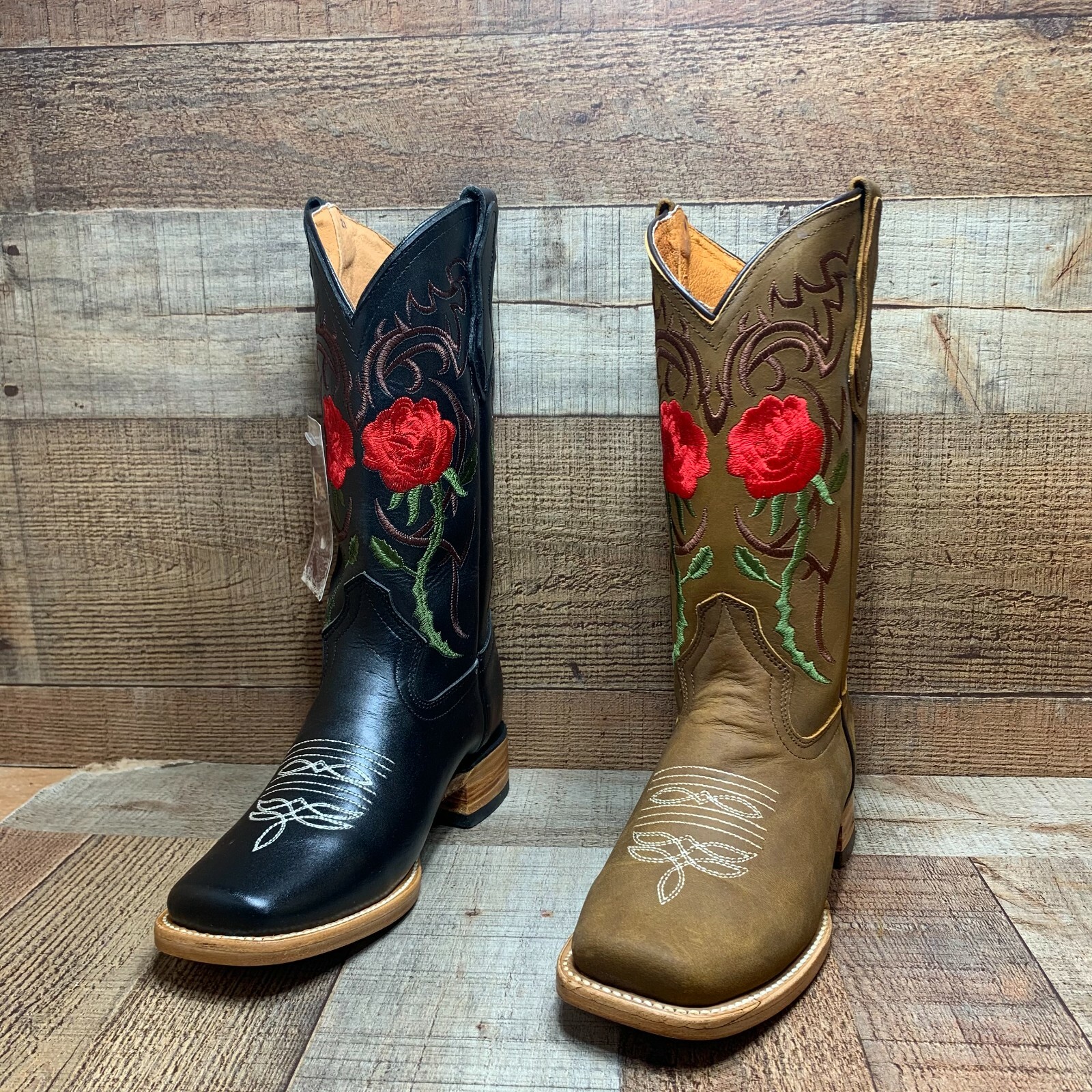 Bota Vaquera de Mujer Women’s Western Rodeo Square Toe Cowgirl Boots Leather 703