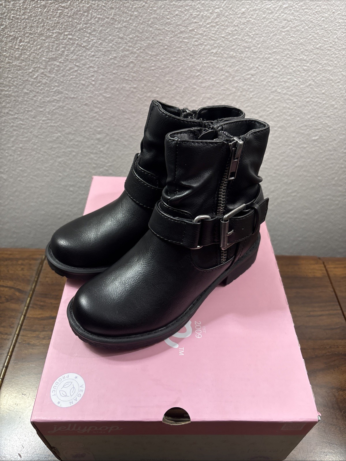 Jellypop Kids Girls  Boots Size 11M Black Vegan Leather