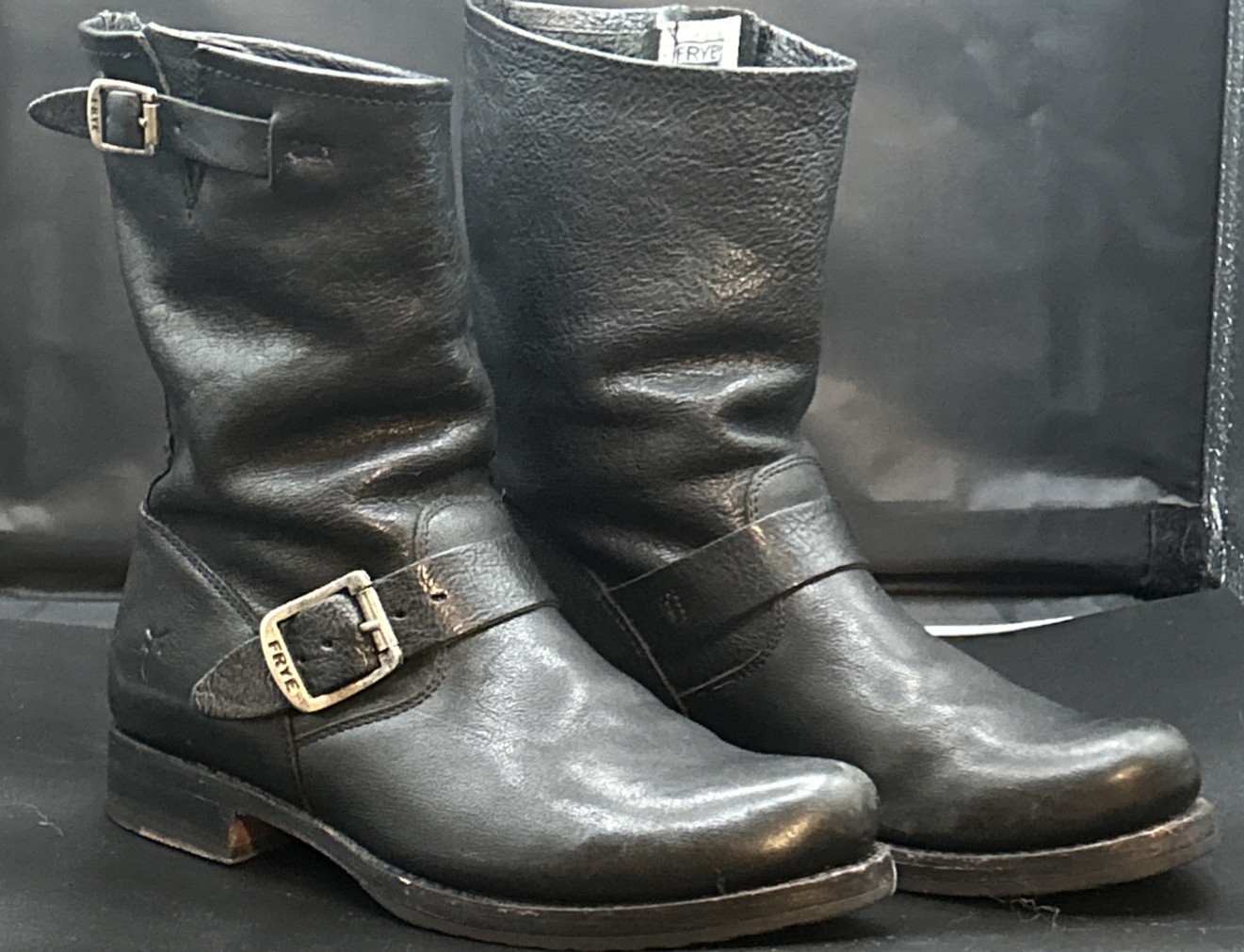 FRYE Veronica Short Black Leather Women Boots Size 8