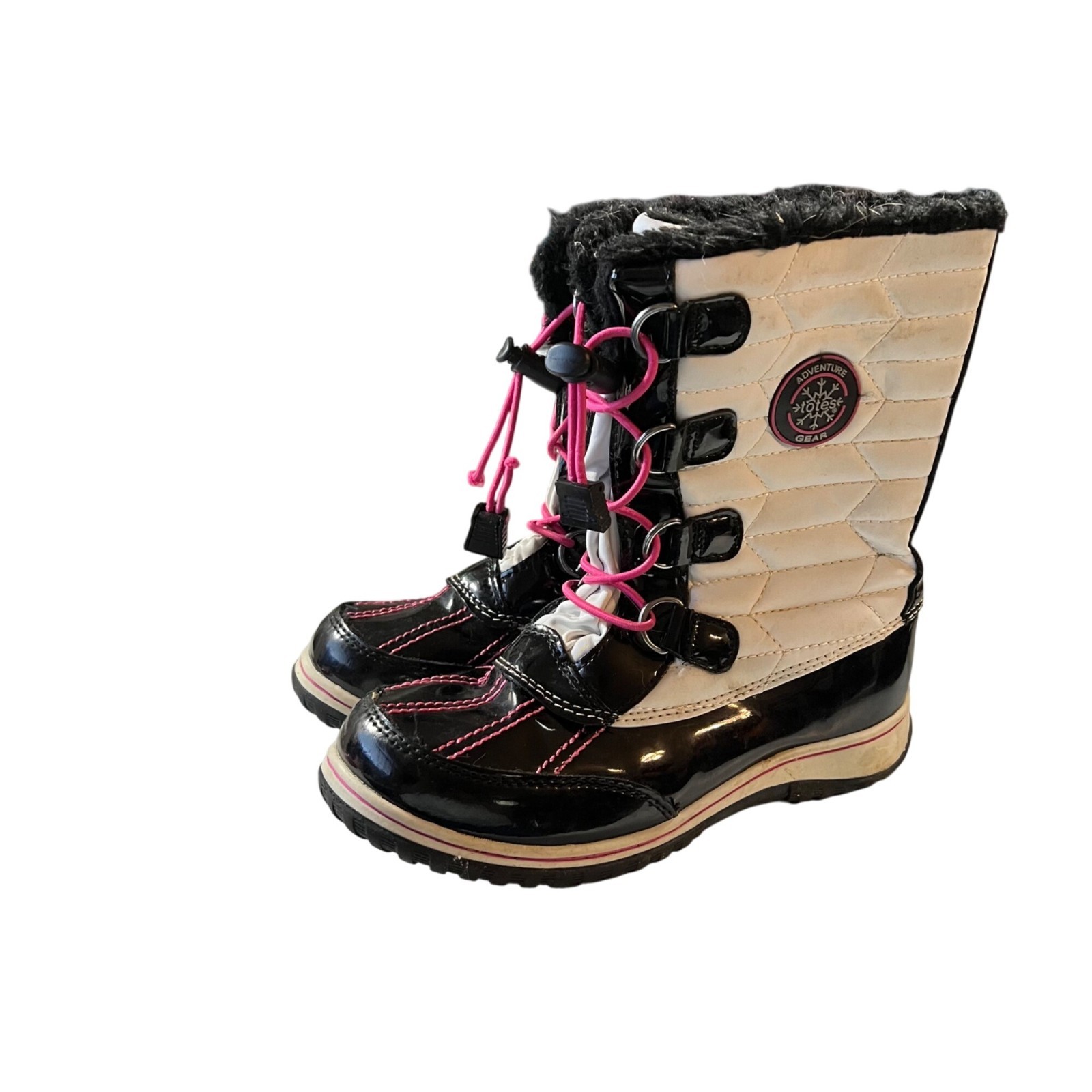 Adventure Gear Girls Winter Boots Size 2 Black & White Quilted