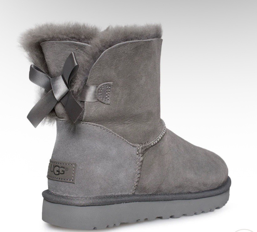 UGG MINI BAILEY BOW II GREY GRAY WOMEN BOOTS US 7/UK 5