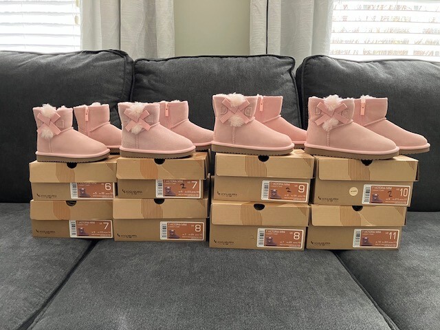 New Koolaburra Ugg  toddler girls boots Victoria mini pink zip 6 7 8 9 10 11 bow