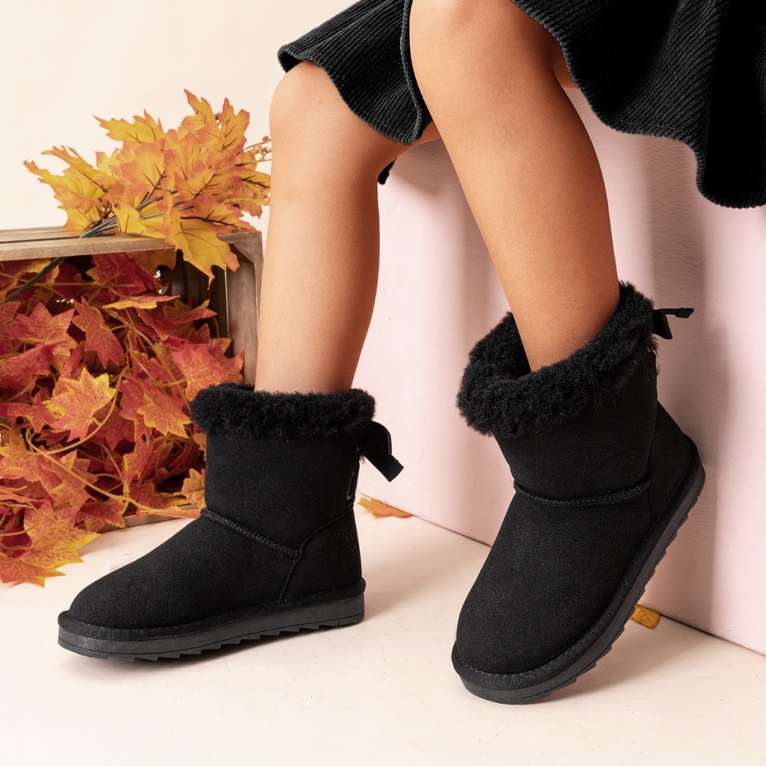 Toddler Girls Ankle Boots Cozy Faux Fur Lined Winter Snow Shoes Cute Bow Boots