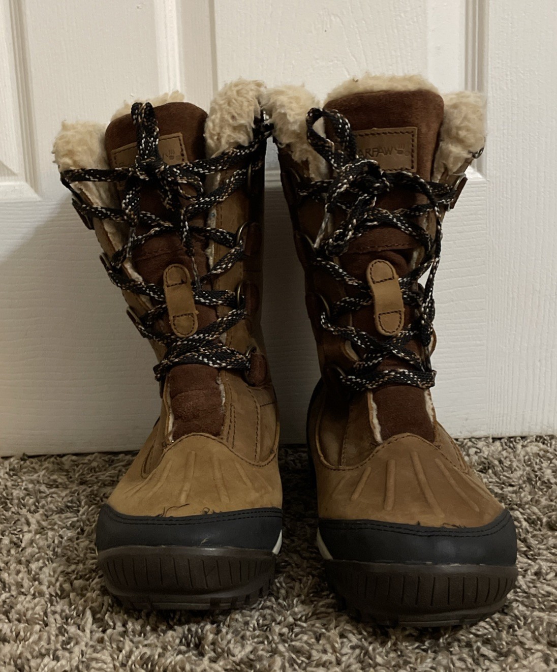 Bearpaw Waterproof Winter Boots Womens 9 Desdemona Brown Leather Sherpa Lace Up