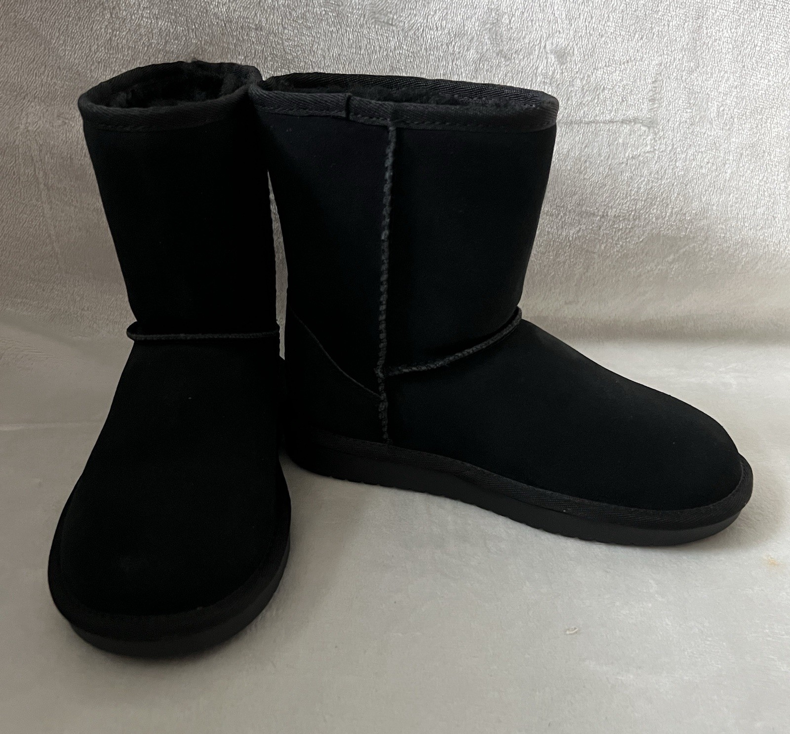 Ugg Koolaburra Boots K Koola Short Girls Sz 13 Suede Fur Lined Black