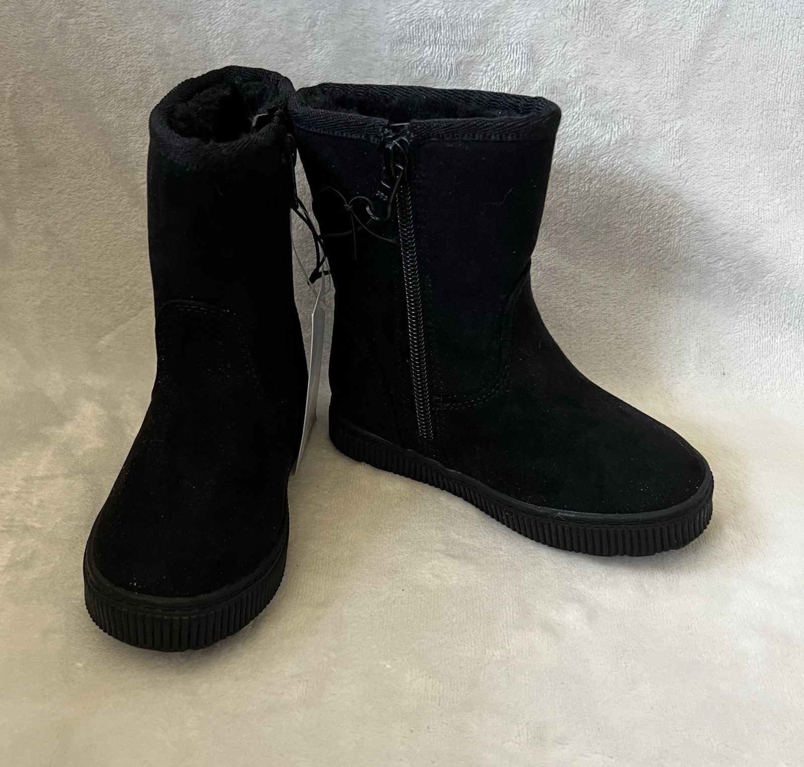 Cat & Jack Winter Boots Pip Toddler Girls 7 Faux Fur Lined Shearling Zip Black