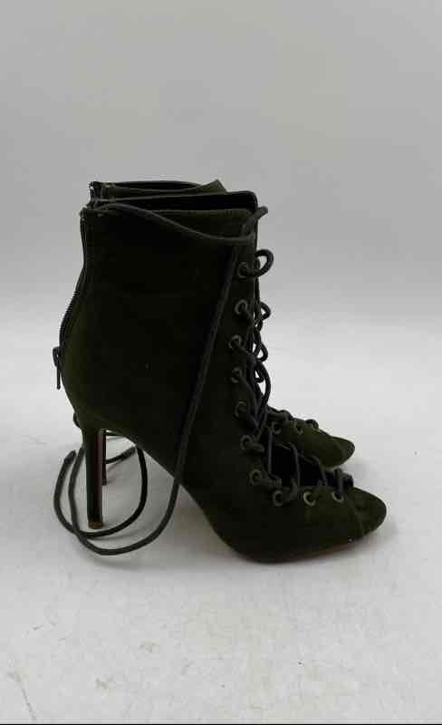 Shoe Republic La Womens Green Peep Toe Stiletto Heel Ankle Booties Size 8