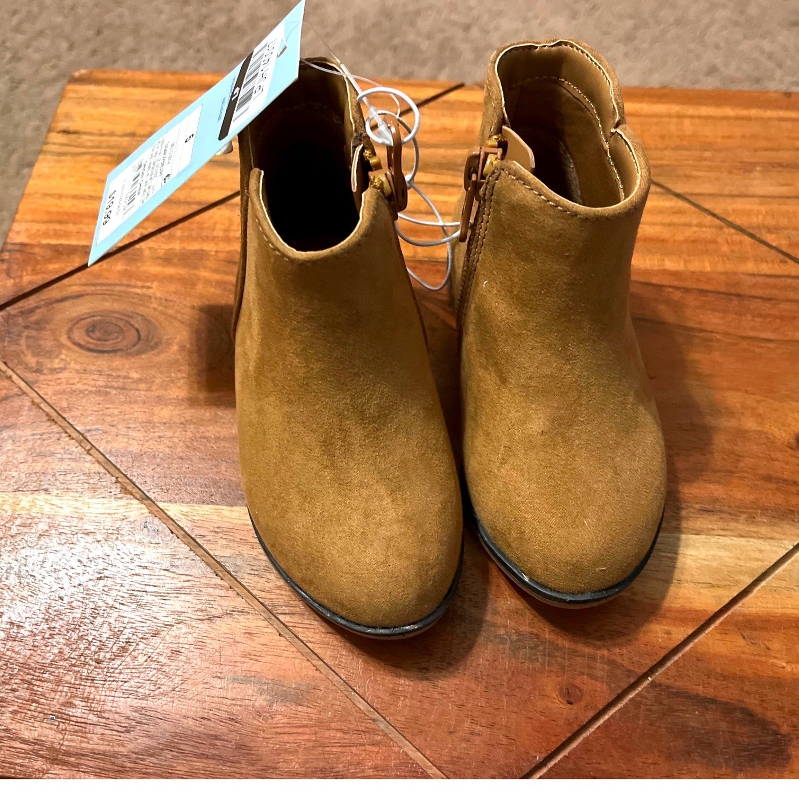 Cat Jack Toddler Girls Cognac Suede Zipper Ankle Boots Size 5 NWT