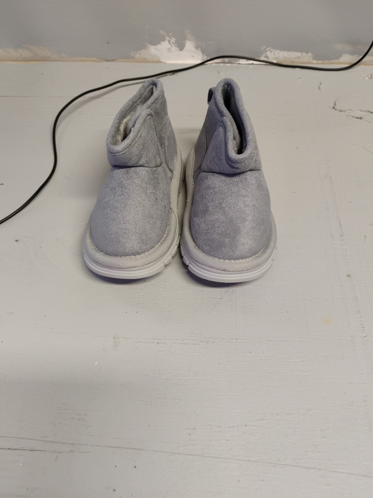 Bearpaw Elle Toddler Girls Size 11 Gray Pink Sole Ankle Fur Leather Booties