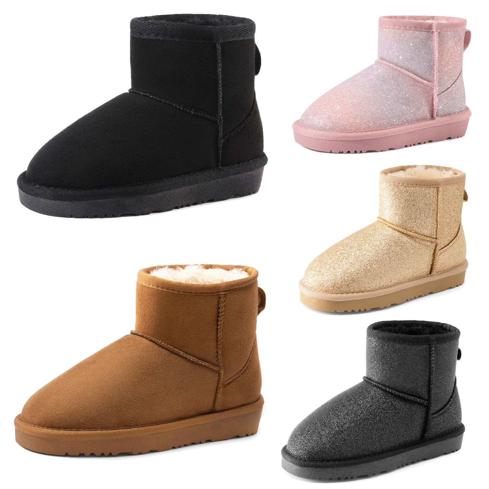 Toddler Kids Winter Snow Boots Girls Boys Cozy Faux Fur Lined Fuzzy Ankle Boots