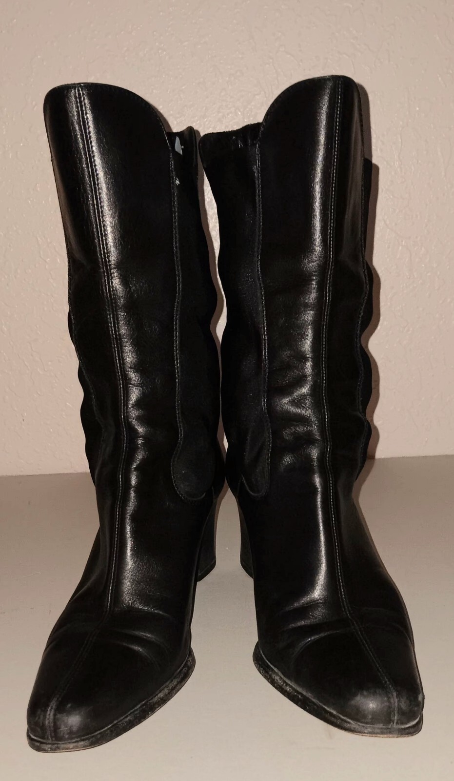 Sergio Rossi Black Leather Women Boots Sz. 37.5 Made In ITALY