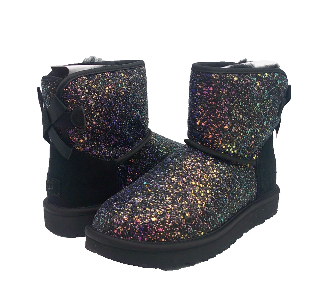 UGG CLASSIC MIN BOW COSMOS WOMEN Boots GLITTER BLACK US 7 /UK 5 /EU 38 /JP 24