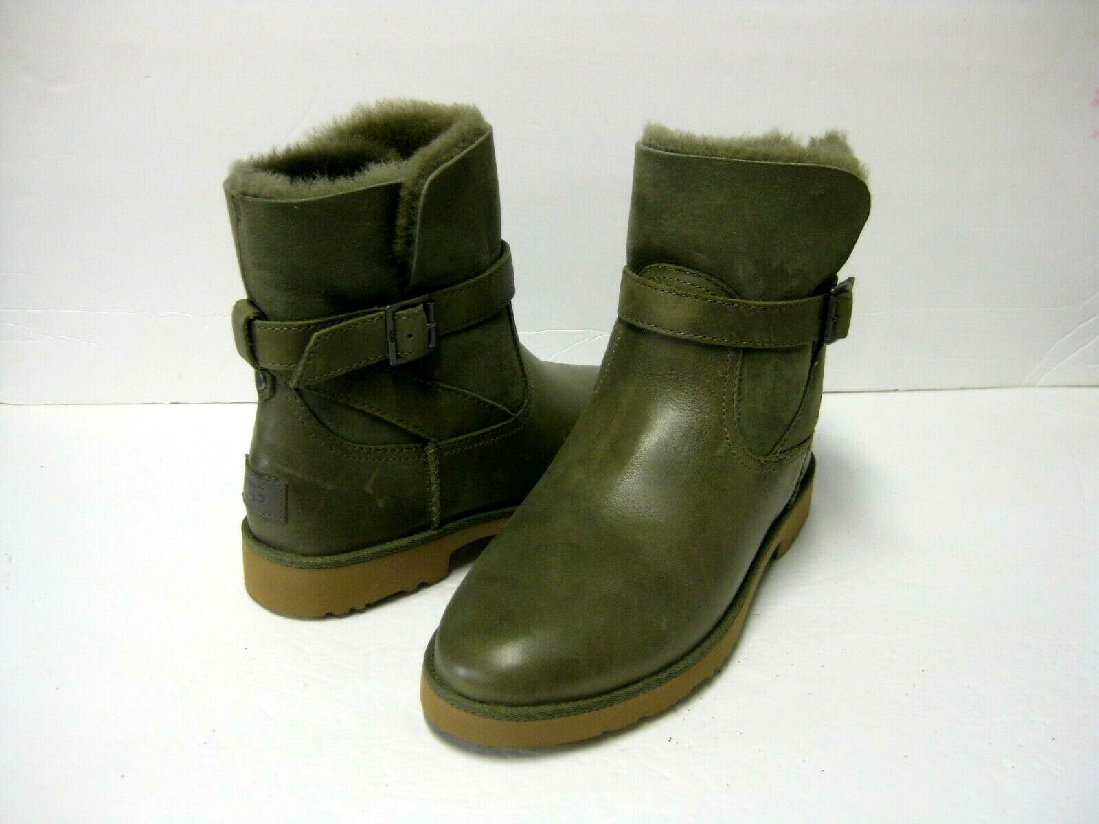 UGG ROMELY BUCKLE WOMEN BOOTS LEATHER BURNT OLIVE US 6 /UK 4 /EU 37 /JP 23